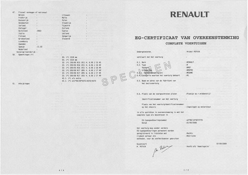 CERTIFICADO DE CONFORMIDAD RENAULT COC