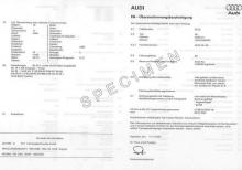 Certificado de Conformidad Europeo Audi - COC Audi  Euro 