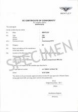Certificado de Conformidad Europeo Bentley