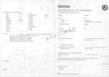 Certificado de Conformidad Europeo skoda